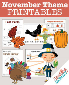 FREE November Themed Printables