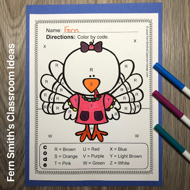 Grab These Thanksgiving Color By Code Kindergarten Know Your Letters and Know Your Numbers Resource To Be Ready For November!