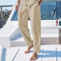 Men’s Elastic Waist Linen Pants for $8 + free shipping