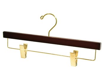 14" walnut finish bottom hanger with movable cushioned clips - Small Box of 20