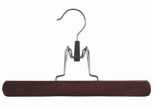 Walnut & Chrome Clamp Style Pant/Skirt Hanger [ Bundle of 25 ]