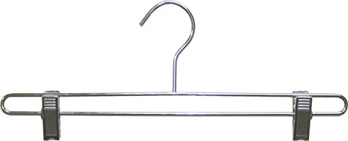 The Great American Hanger Company Chrome Bottom Hanger w/Adjustable Cushion Clips, Box of 25, 14 Inch Strong Metal Pants Hangers for Slacks or Skirts