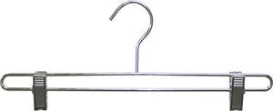 The Great American Hanger Company Chrome Bottom Hanger w/Adjustable Cushion Clips, Box of 100, 14 Inch Strong Metal Pants Hangers for Slacks or Skirts