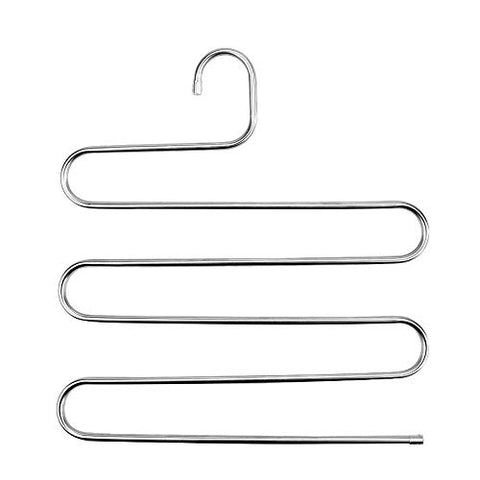 Amazcafe 10 pcs S Type Trousers Pants Hanger Organizer Scarf Towel Rack Stainless Steel