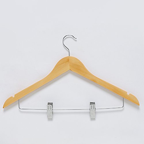 U-emember Wooden Hangers Wooden Hangers Clothing Wooden Coat Hanger-Double Anti-Slip Belt Clip Clips Trouser Press, 5, The Original Color