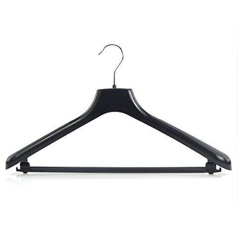 HANGERWORLD 5 Black 17.8inch Plastic Coat Clothes Garment Pant Skirt Bar Hangers 1.96inch Shoulder Support