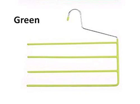 Xyijia Hanger 4 Pcs Colorful Non Slip PVC Multi- Layer Metal Pants Hanger, Space Saving Magic S Shape Trouser Rack Organizer