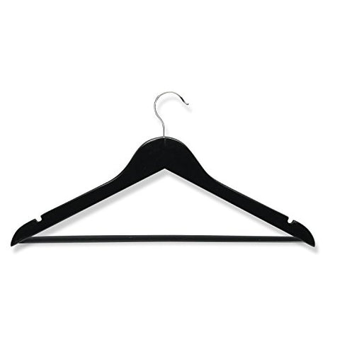 Honey-Can-Do HNG-01525 Wood Suit Hanger with Dress Notches, 4-Pack, Black