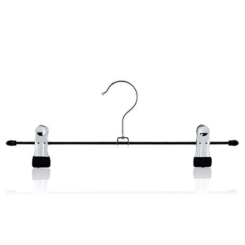 HANGERWORLD 10 Chrome 12inch Metal Pants Skirt Adjustable Clip Coat Clothes Garment Hangers