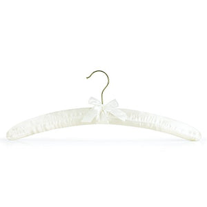 HANGERWORLD 5 Ivory 17inch Satin Padded Cushioned Top Clothes Garment Wedding Bridal Coat Hangers with Gilt Hook