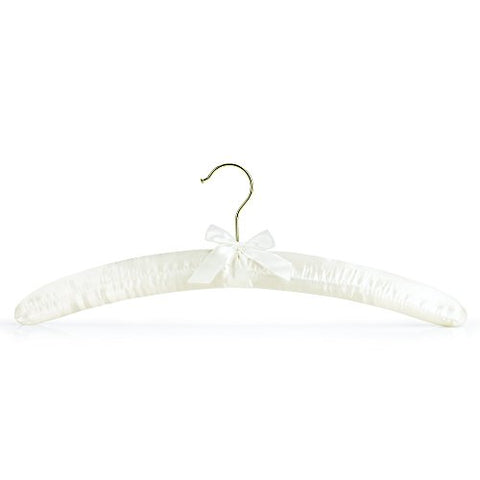 HANGERWORLD 5 Ivory 17inch Satin Padded Cushioned Top Clothes Garment Wedding Bridal Coat Hangers with Gilt Hook