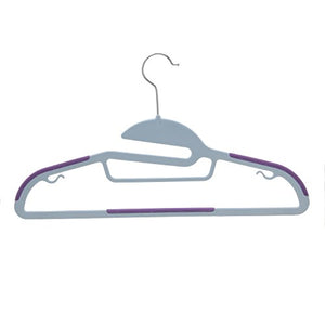 BriaUSA Dry Wet Clothes Hangers Amphibious Purple with Non-Slip Shoulder Design, Steel Swivel Hooks – Box of 20