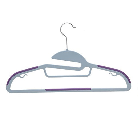 BriaUSA Dry Wet Clothes Hangers Amphibious Purple with Non-Slip Shoulder Design, Steel Swivel Hooks – Box of 20