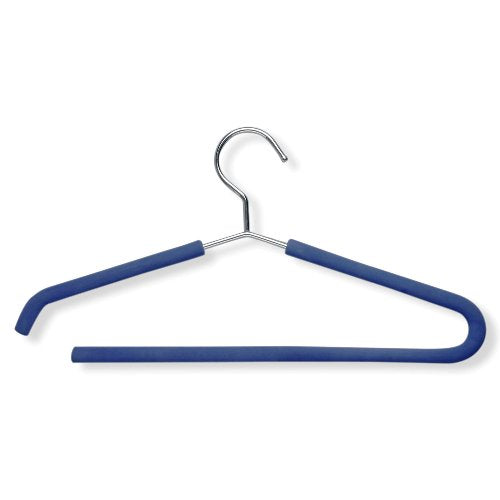 Honey-Can-Do HNGZ01333 Foam Hanger with Pants Slot, Chrome/Blue, 4-Pack
