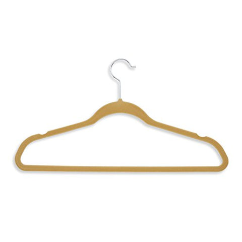 Honey-Can-Do Velvet-Touch Suit Hangers, 9 1/2"H x 1/4"W x 17 3/4"D, Tan, Pack of 50