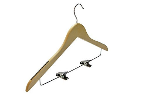 America Galindez Inc Hanger for Clothes. Maple Wood Shirt Hanger With Metal Clips. Anti-Slip. Solid premium hardwood. Natural Stain Finish. (24, 20Wx18Lx14)