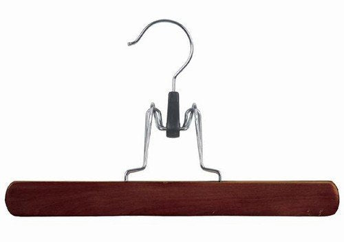 ClosetHangerFactory Walnut & Chrome Clamp Style Pant/Skirt Hanger [ Bundle of 15 ]