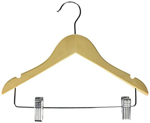 Honey-Can-Do HNGT01225 10-Pack Kid's Basic Hanger with Clips, m, 10, Maple