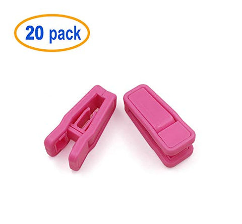 Plastic Slim-line Finger Clip Black Hanger Clips (20, Pink)