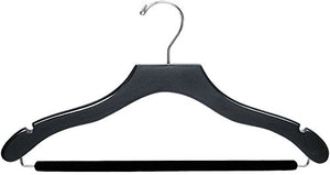 The Great American Hanger Company Wavy Black Wood Suit Hanger w/Velvet Non-Slip Bar, Box of 25 Space Saving 17 Inch Flat Wooden Hangers w/Chrome Swivel Hook & Notches for Shirt Dress or Pants