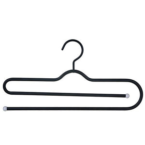 Non-slip- Hanger S-Type 2-storey Multilayer Trousers Rack Hanger High Strength Durable Alloy Trousers Storage Rack, 1 Pack hanger (Color : Black)