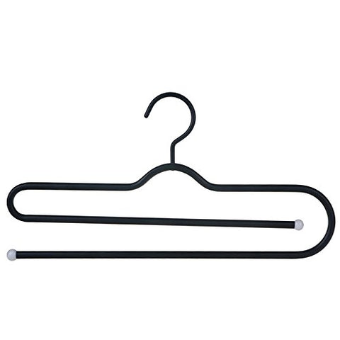 Non-slip- Hanger S-Type 2-storey Multilayer Trousers Rack Hanger High Strength Durable Alloy Trousers Storage Rack, 1 Pack hanger (Color : Black)