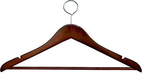 The Great American Hanger Company Wooden Closed Loop Hangers with Cherry Finish & Suit Bar, Box of 100 Flat Anti-Theft Security Hangers for Hotels and Hospitality