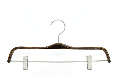 HIZHO Birch Wood Pant/Skirt Hangers - 360 Degree Swivel Chrome Hook - Lacquered Finish Super Sturdy and Durable Wooden Hangers - 10 Pack