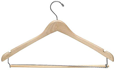 Contoured Suit Hanger With Locking Bar Maple/6 Pack