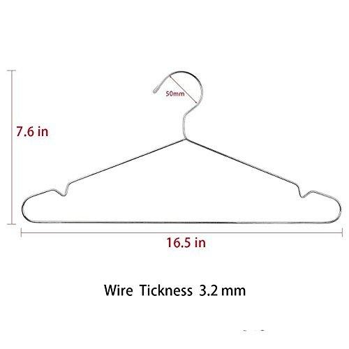 JUNING Wire Hangers, 40 Pack Stainless Steel Strong Metal Clothes Hangers-16.5 Inch, Silvery