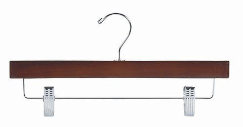 ClosetHangerFactory Walnut & Chrome Pant/Skirt Hanger [ Bundle of 25 ]