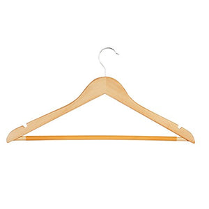 Honey-Can-Do HNG-01366 Maple Wood Suit Hanger with Dress Notches and PVC Sleeve, 10-Pack