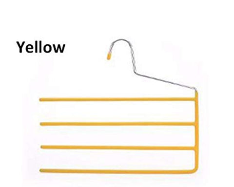 Xyijia Hanger 4 Pcs Colorful Non Slip PVC Multi- Layer Metal Pants Hanger, Space Saving Magic S Shape Trouser Rack Organizer