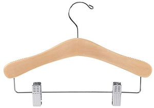 SSWBasics 12 inch Wood Children's Skirt and Pants Hangers - Case of 50