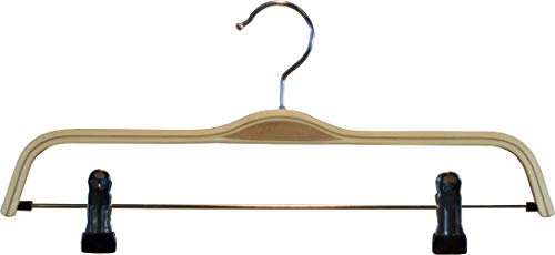 Stylish Laminate Wood Combo Hanger with Natural Finish and Vinyl Non-Slip Clips, Space Saving Flat Hanger with Chrome Swivel Hook (Set of 50) by The Great American Hanger Company