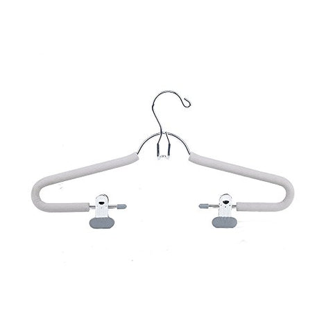 SANSHI Grey Stackable Pants Hangers Skirt Hanger Storage Organizer With Adjustable Clips 3pcs