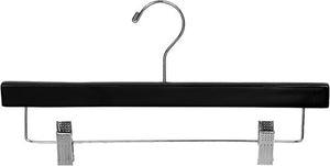 Wood Non-Slip 14" Pants Skirts Bottoms Hanger with Clips Lot of 100 Black New