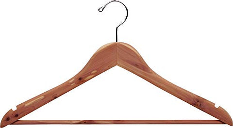 The Great American Hanger Company Cedar Suit Hanger, Box of 24, Flat 7/16 Inch Hangers with Solid Wood Pant Bar, Chrome Swivel Hook and Notches (New Feature 2018!)