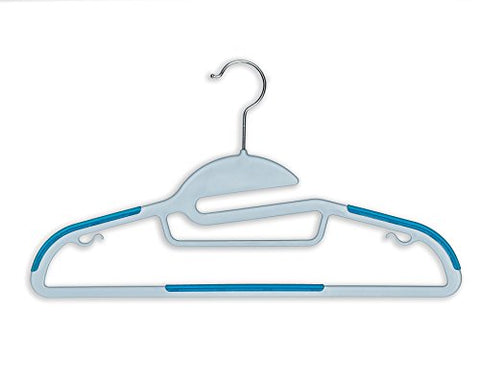 BriaUSA Dry Wet Clothes Hangers Amphibious Light Blue with Non-Slip Shoulder Design, Steel Swivel Hooks – Set of 10