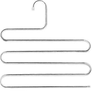 CmfwaMedsr S-Type Stainless Trousers Hanger,5 Layers Multipurpose Magic Space Saver Closet Storage for Towel Scarf Ties Belts Jeans-A 2 Pack