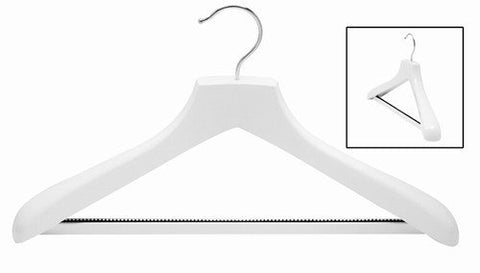 White Contoured Suit Hanger w/ Non-Slip Bar