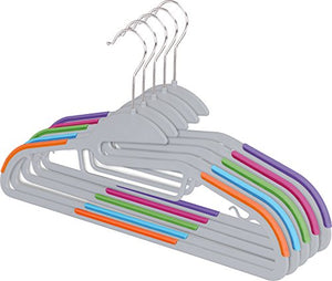 ZOYER TPR Plastic Hangers (30 Pack) Multifunctional Light-Weight Hangers Premium Quality S-Shape Non-Slip Suit & Shirt Hangers with Tie Bar, Strap Hooks, 360 Chrome Swivel (Multi Color Grey)