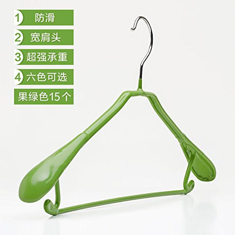 U-emember Home Clothes Rack Clothes Drying Rack Hook Coat Hanger Coat Hangers Holding Clothes Hangers Coat Rack Non-Marking Slip Resistant Wide Shoulders, 15, Green