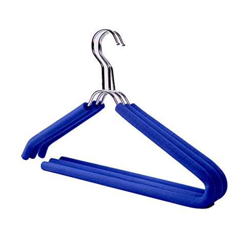 CmfwaMedsr Stainless Steel Anti-Slip Hanger,Open Ended Multipurpose Magic Pant Hangers for Towel Scarf Ties Belts Jeans-Blue 10 Pack