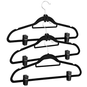 Non-Slip Velet Clothes Hangers -10 Pack - with 5pcs Connector Hooks and 10pcs Clips - Hold Up-To 10 Lbs - for Suit Dress Pants Tie Belt Scarf