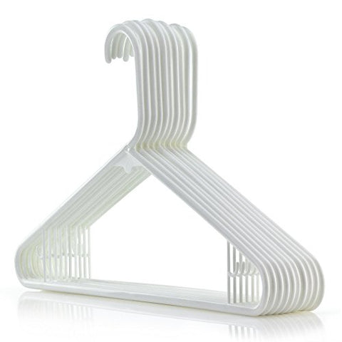 HANGERWORLD 10 White 16inch Plastic All Purpose Coat Clothes Garment Pant Skirt Bar Hangers Loop Hooks