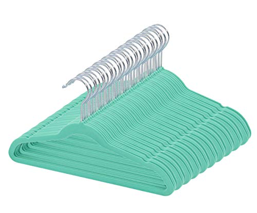 TQVAI 50 Pack Kid Velvet Clothes Hangers Non Slip Space Saver, Mint Green