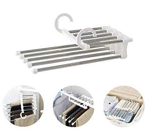 TabEnter Hanging Type Non-Pleated Pants Rack, Towel Rack, Silk Towel Hook, Belt Hook, Creative Shape Saves 5 Times Space (White)