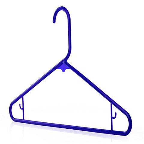 HANGERWORLD 40 Blue 16inch Plastic All Purpose Coat Clothes Garment Pant Skirt Bar Hangers Loop Hooks