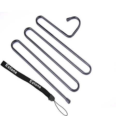 Estone Multi-Purpose Practical 5 Layers Pants Hanger Trousers Tie Rack Space Saving (Black)